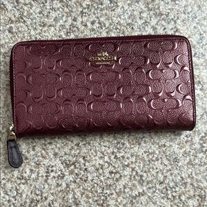Coach Burgundy Embossed Leather Wallet